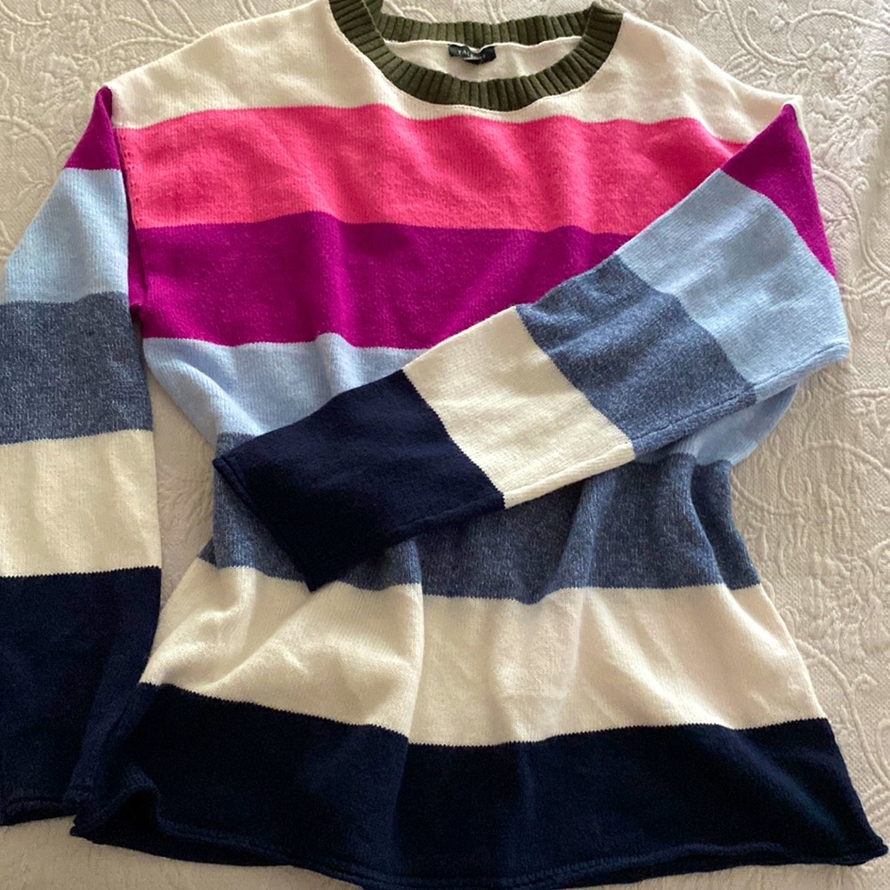 Talbots color block cotton sweater size Large